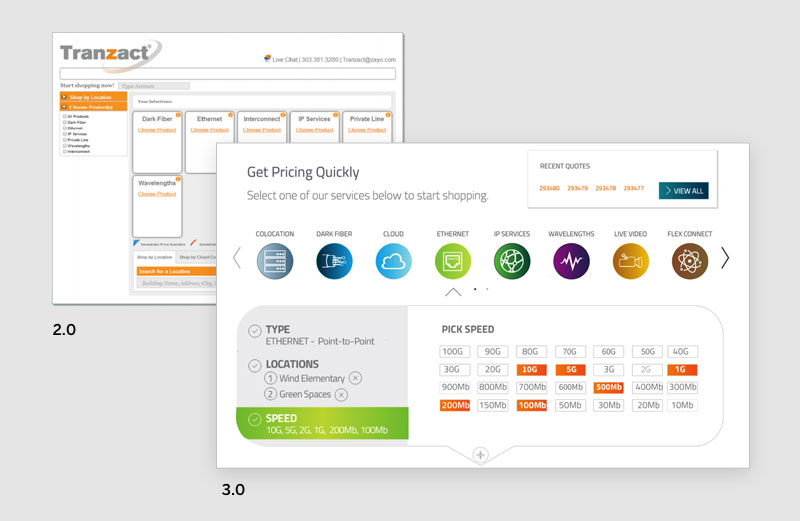 Before/After Zayo UI